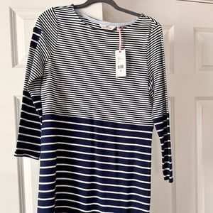 Vineyard Vines Women's Dress Blue & Cream Striped Long Sleeve Size M NEW NWT